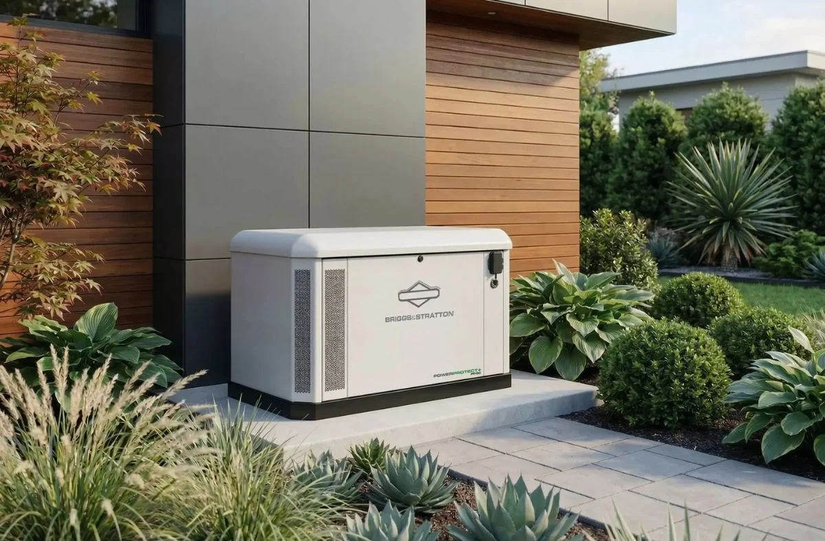 Briggs & Stratton home backup generator protecting a High Country property during rolling blackouts and severe weather